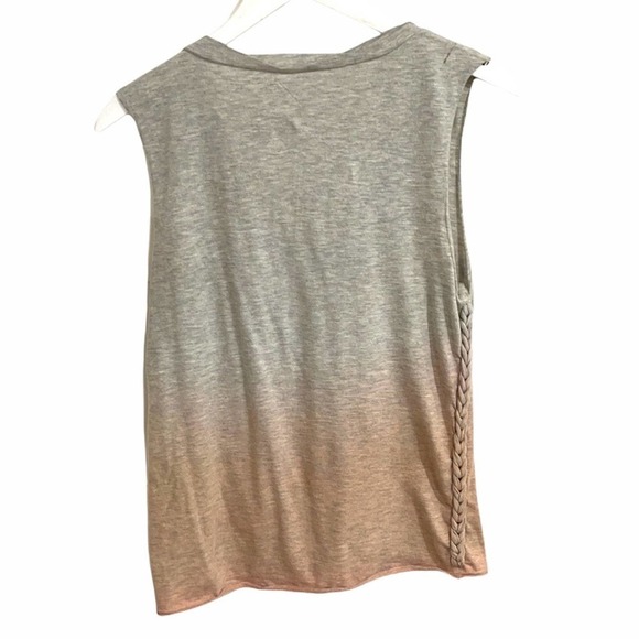 Pam & Gela Ombré Tank Top With Braided Side Detail SZ XS Grey - Picture 2 of 7